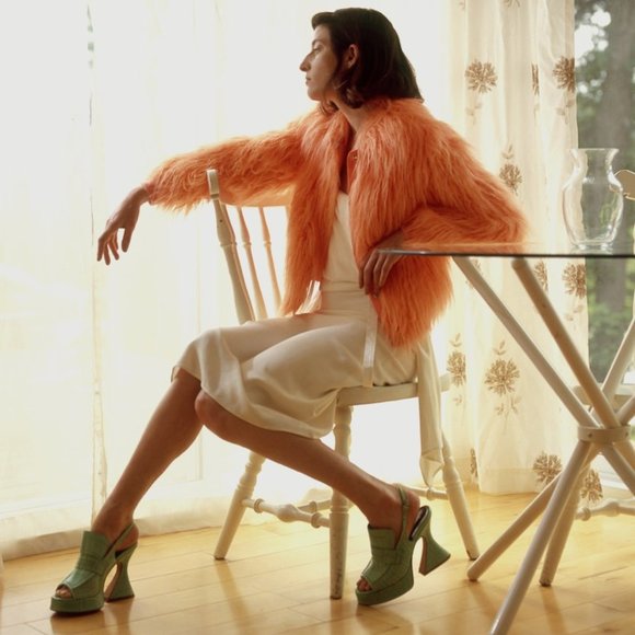 Sies Marjan Orange Faux Fur Bomber Jacket - Picture 2 of 11